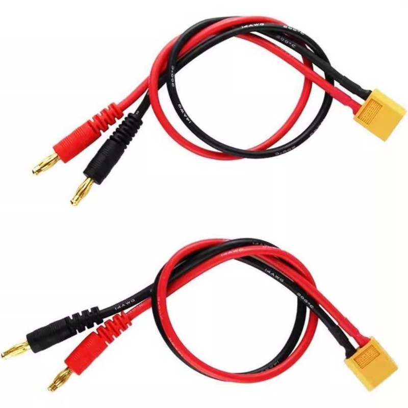 SK 2 Cabos Adaptadores Plugues Banana Para 4 Mm 14AWG 30 Cm Carregamento Carro Silicone
