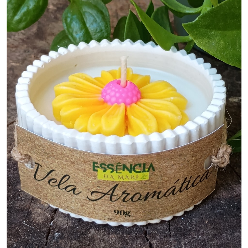 🌸 Vela Aromática Flowers 95g Artesanal com Flor Decorativa Essência Premium Perfumada