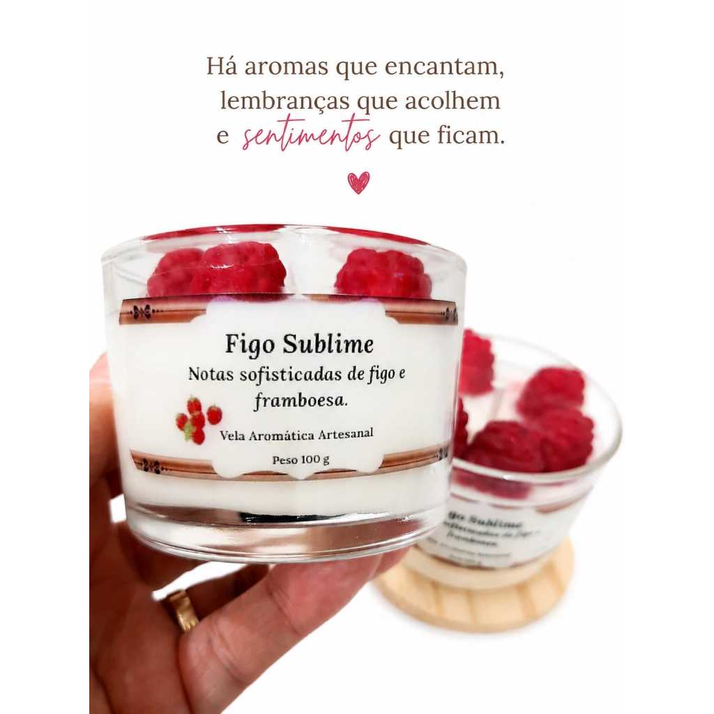 Vela Aromática Figo e Framboesa 100g Artesanal Premium Perfumada Cera de Coco Decorativa Presente