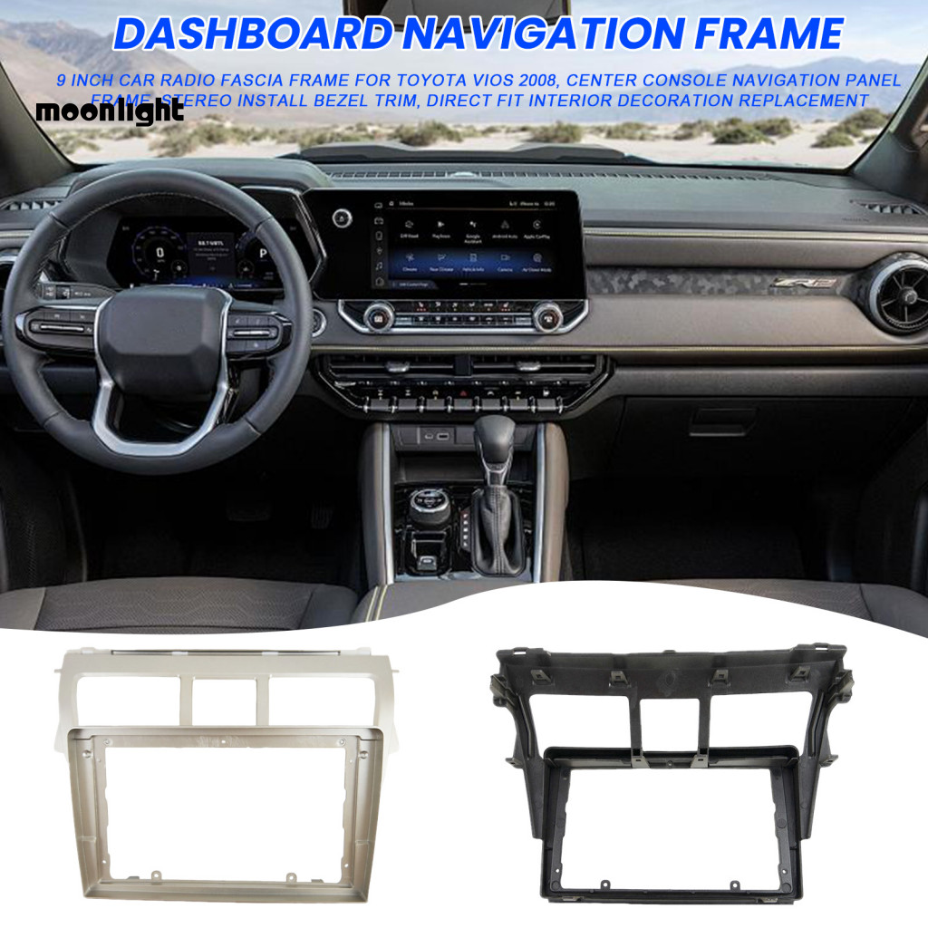 9 Inch Car Radio Fascia Frame for Toyota Vios 2008-2013 Console Navigation Panel Trim Stereo Install Bezel Direct Fit Re