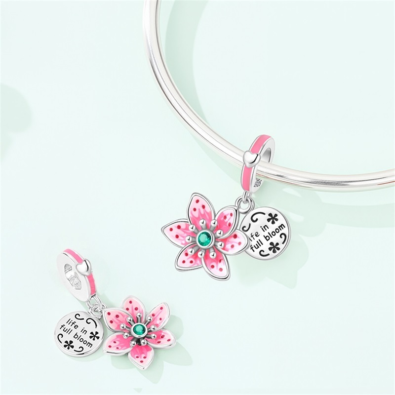 Novo produto jóias charme 925 prata flor pingente senhoras moda DIY pulseira presente de aniversário