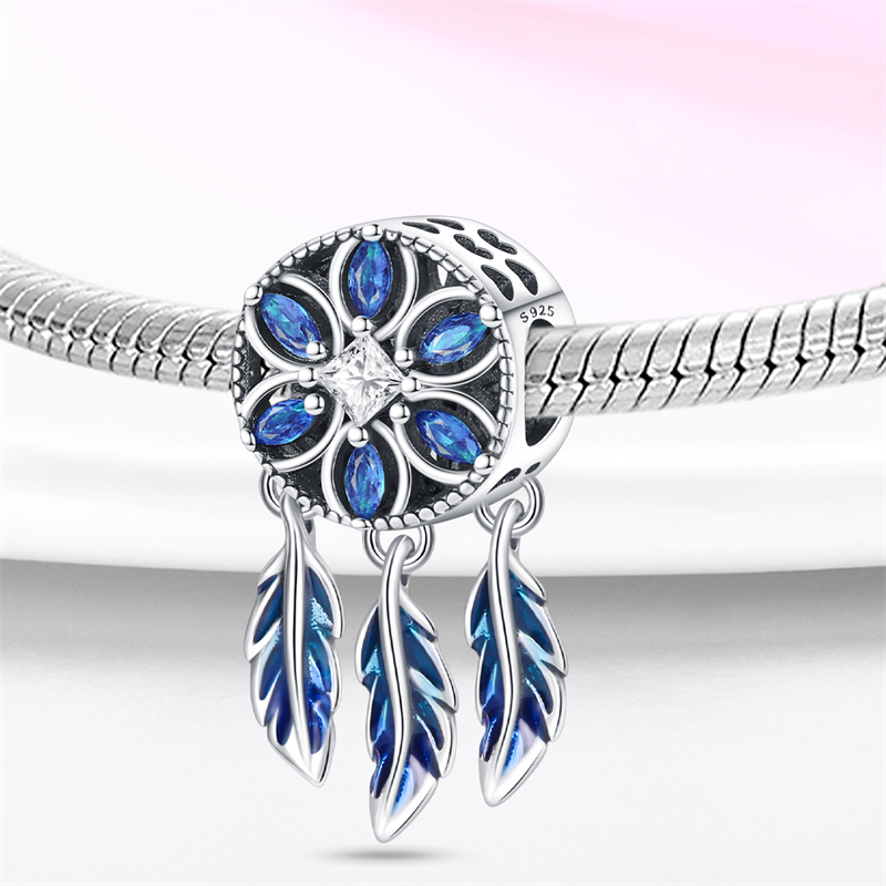 Novo produto jóias charme 925 prata sonho apanhador pingente senhoras moda DIY pulseira frisado presente de aniversário