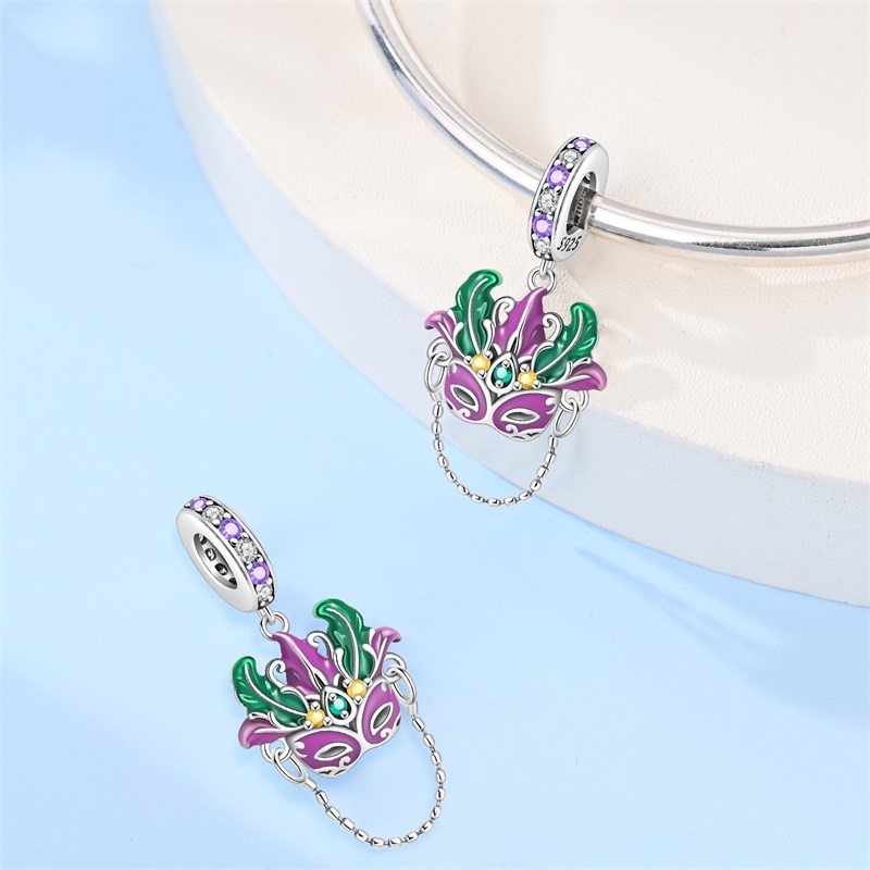 Novo produto jóias charme 925 prata roxo pingente senhoras moda DIY pulseira presente de aniversário