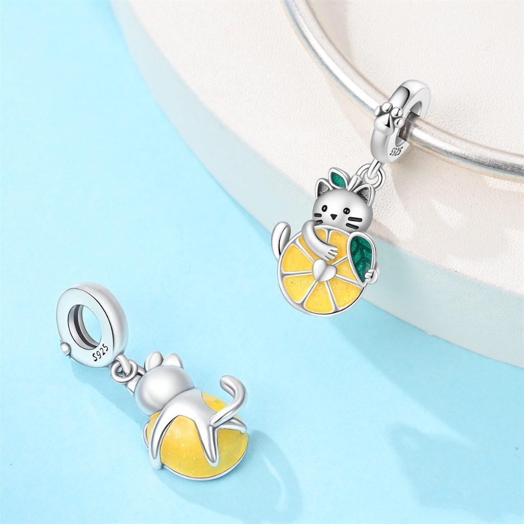 Novo produto jóias charme 925 prata amarelo série pingente senhoras moda DIY pulseira presente de aniversário