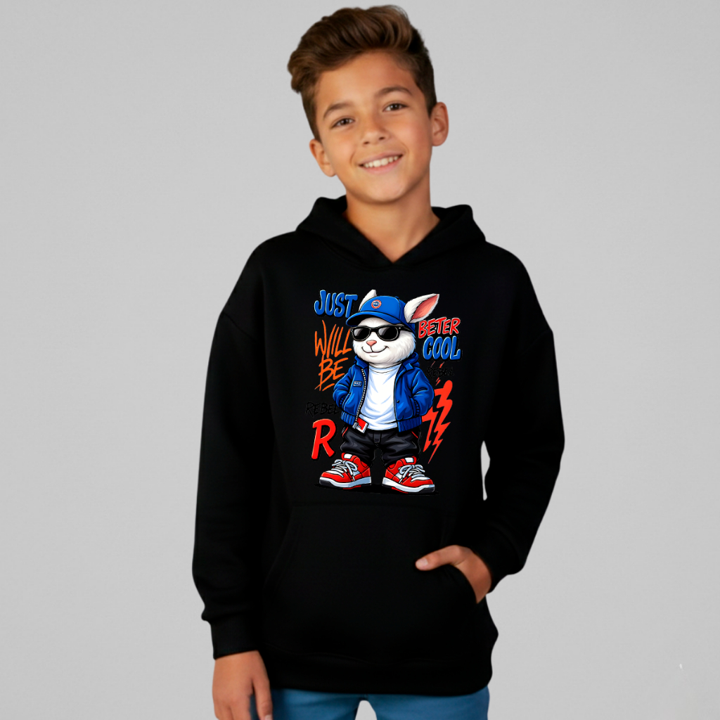 Blusa Moletom Infantil Coelho Bunny Streetwear Rolistore