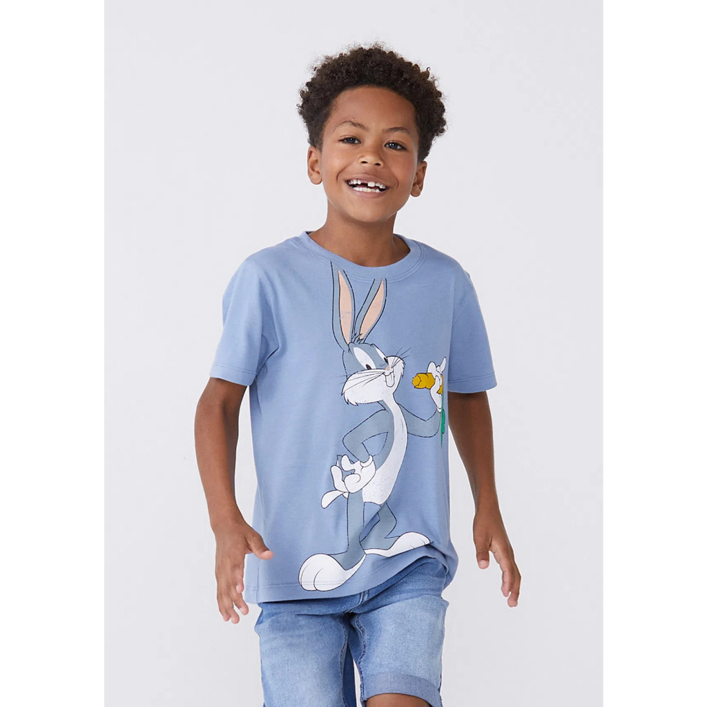 Camiseta Infantil Hering Unissex em Algodão Lola Bunny Warner Bros -  Perna Longa Azul (Tamanho 6, 10, 12 ou 14)