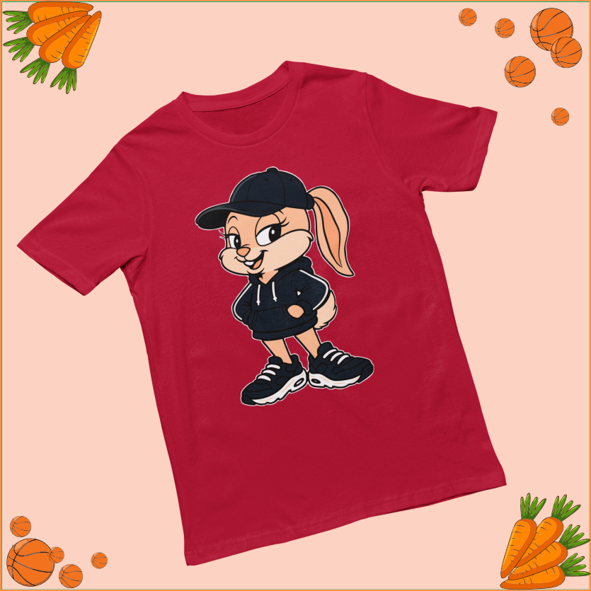 Camiseta Pernalonga Lola Bunny Looney Tunes Preta Branca Vermelha Coelho Infantil Desenho Filme