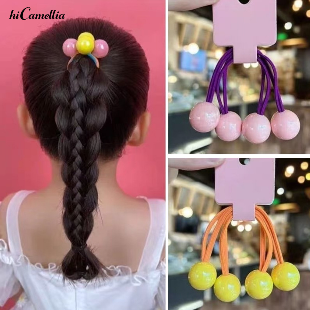 Hair Rope Plastic Bands 5/7 Pcs High Elastic Ties with Colorful Ball Knots Soft for Women Girls Durable Non-slip Accesso