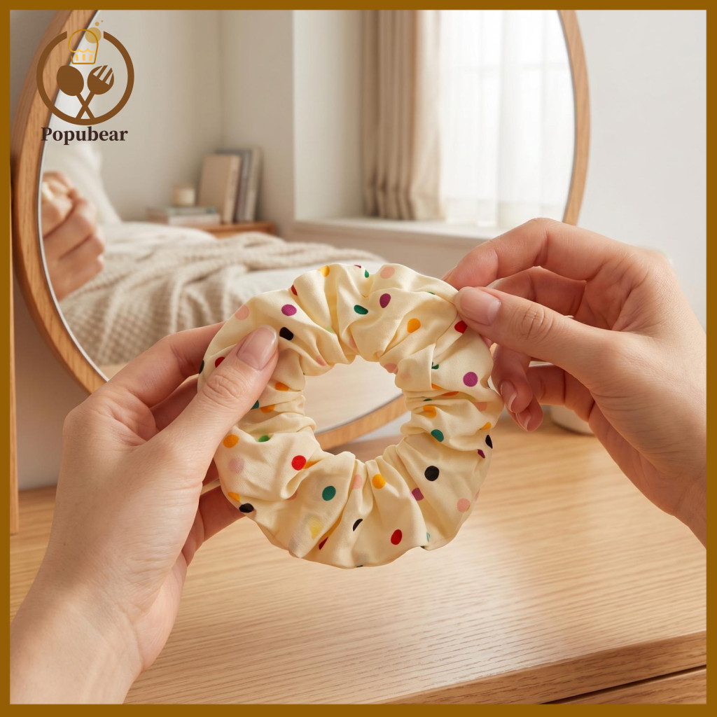 Youthful Hair Band Dot Print Tie Non-sticky Rope for Ponytail Bun Half-tied Hairstyles Accessory Soft Elastic for Women