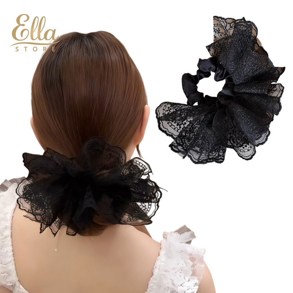 Durable Hair Elastic Non-stretching Tie High Elasticity Double-layer Lace Korean Style Oversized Skirt Design Rope for B