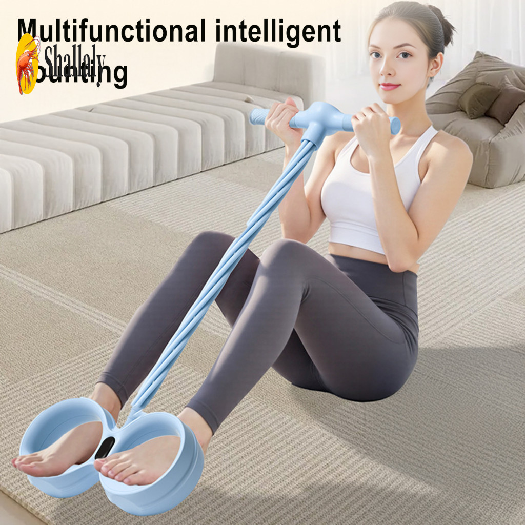 Body Workout Pedal Puller Non-slip Handle 6-tube Ankle Resistance Band with Handles – Elastic Yoga Sit-up Pull Rope Te