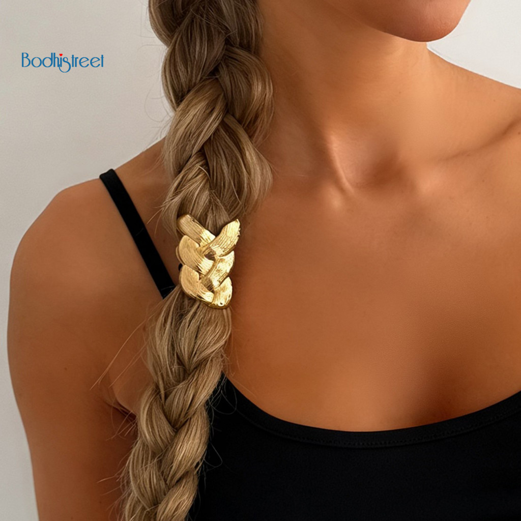 Elastic Hair Band Metal Rope Tie for Women – Comfortable Non-irritating Stretchy with Pigtail Decor Durable for Everyd