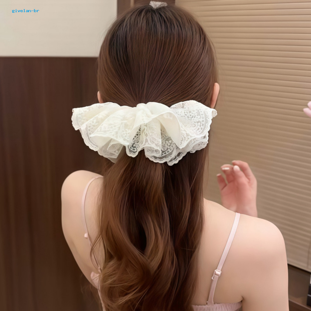 Stable Non-slip Hair Tie High Elastic Non-stretch Double-layer Lace Korean Style Oversized Skirt Design Rope for Buns an