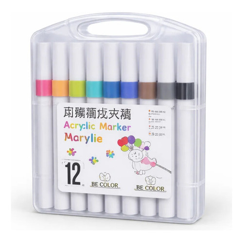 Marcador Acrílico 36 Cores com Ponta de Nylon Multiuso Profissional Canetas 12pçs