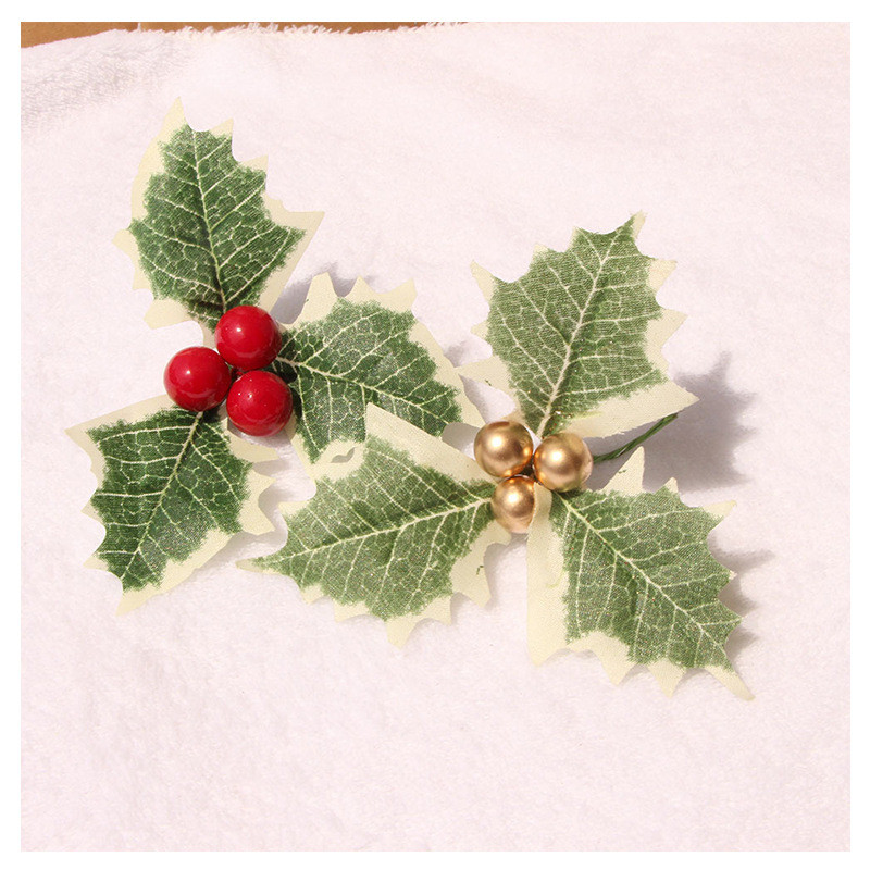 Decoração de natal simulação pequena fruta vermelha folha verde árvore de natal Rattan grinalda acessórios Material guir