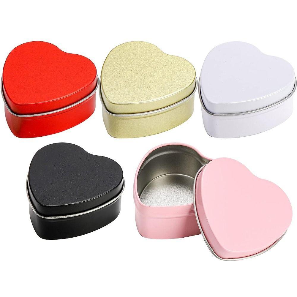 Latas Em Formato De Coração , Caixa De Metal Folha De Flandres Prateada/Vermelha/Rosa , Mini Recipientes Pequenos Vazios