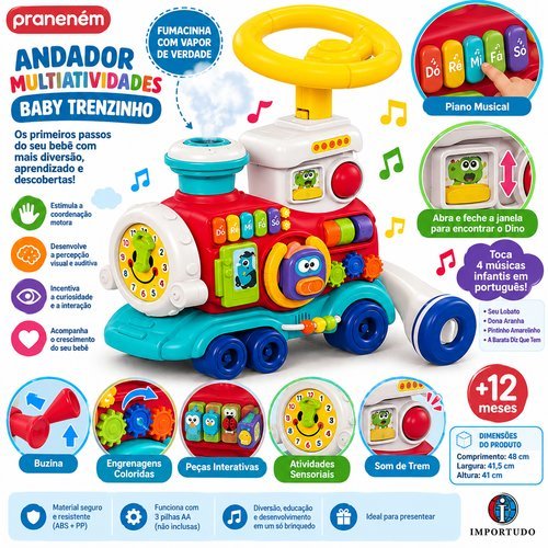 Andador Infantil Multiatividades Trenzinho Educativo Estimulacao Desenvolvimento Bebes