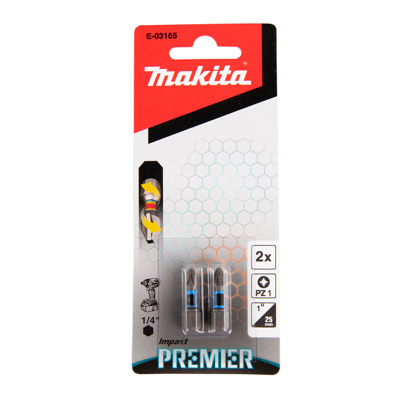 Pacote C 2 Pcs Bits Phillips De Torcao 25mm PZ1 Premier Makita E-03165