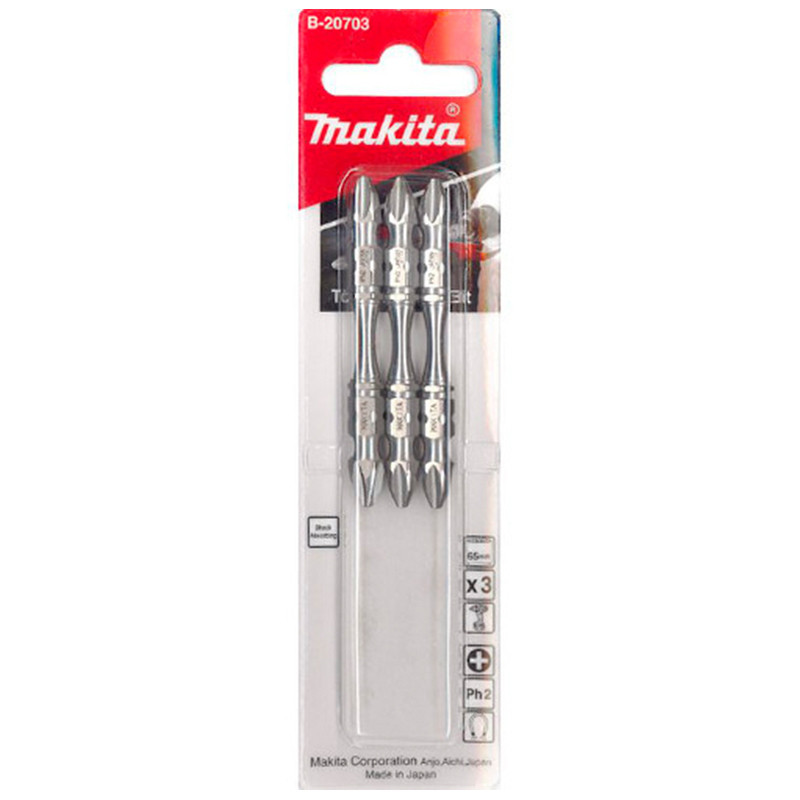 Pacote C/ 3 Pcs Bits Phillips De Torcao 65mm PH2 Duplo Makita B-20703