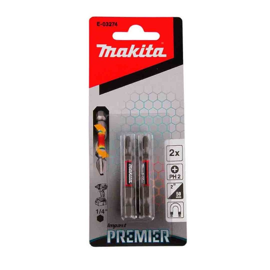 Pacote c/ 2 Bits Phillips De Torcao 50mm PH2 Duplo Makita E-03274