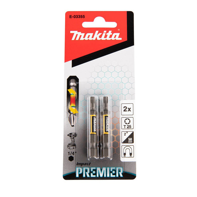 Pacote C/ 2 Pcs Bits Phillips De Torcao 50mm T25 Premier Makita E-03355