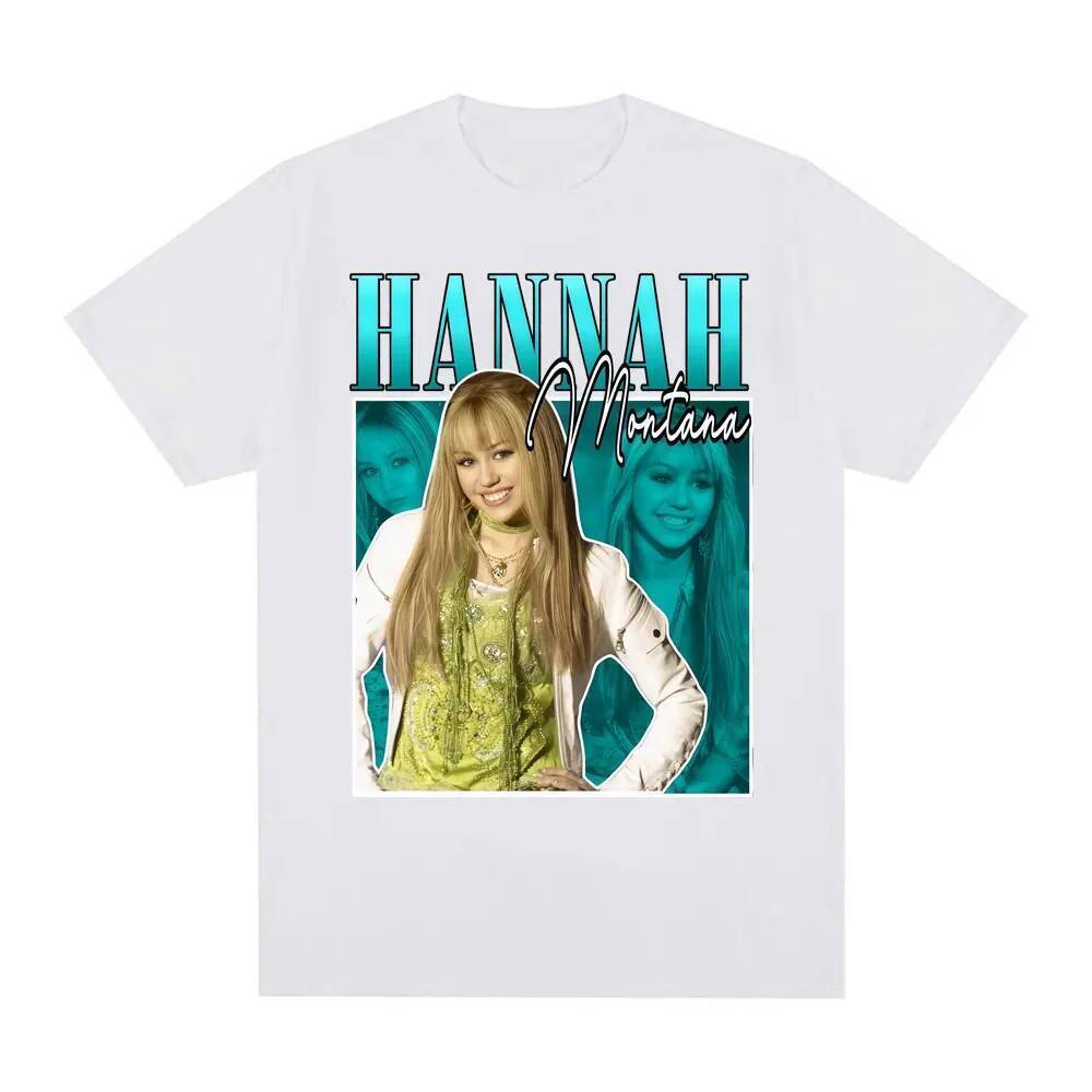 Hannah Montana 90s Vintage Gráficos Camiseta Masculina Roupas Femininas Harajuku Alta Qualidade High Street Moda Casual