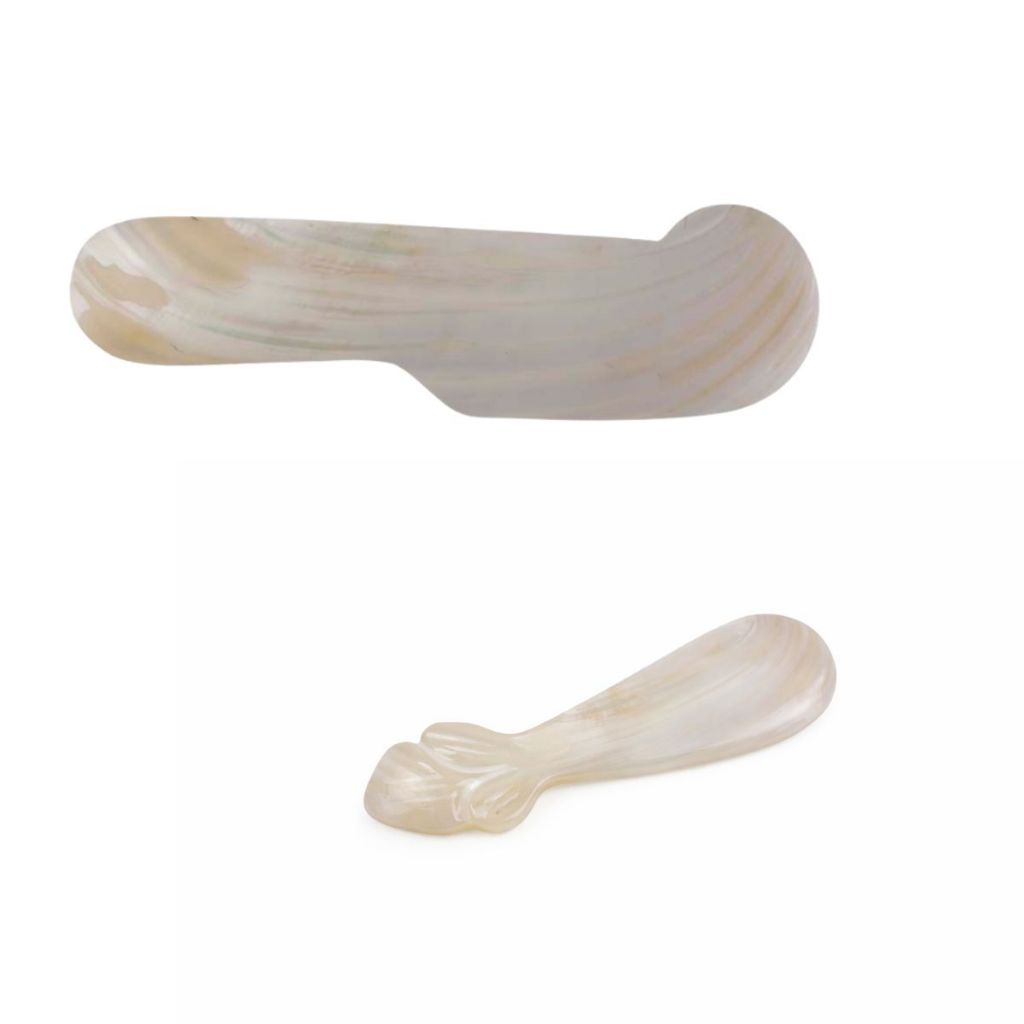Mini Espátula de Madrepérola Premium Para Caviar Geleia Manteiga Anti Oxidação Branca Decorativa Talher Luxo