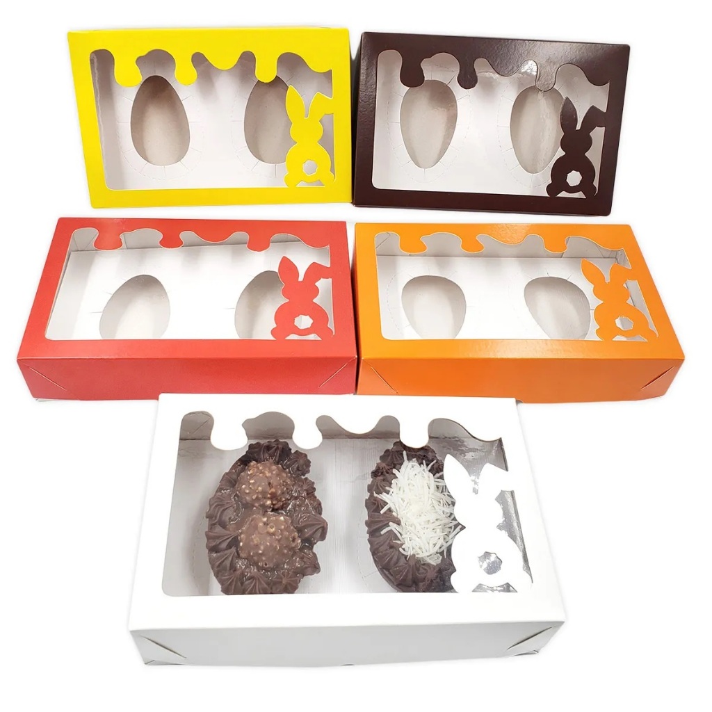 Caixas Degustação para 2 Mini Ovos de Colher de 100 gramas - Páscoa