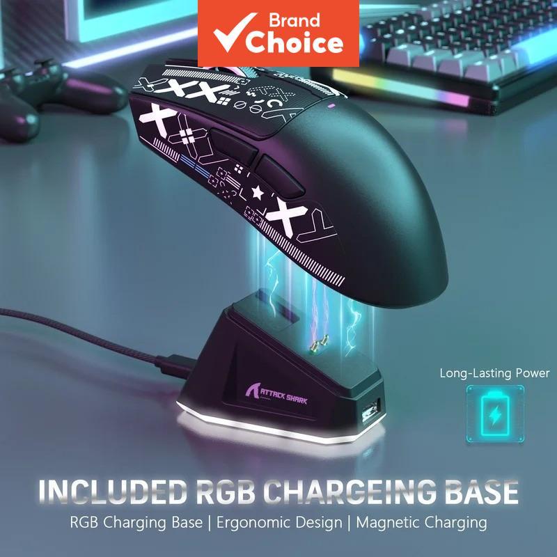 Mouse Gamer Sem Fio Attack Shark X11 63g Ultra-Leve, DPI Ajustável até 22000, RGB, Base de Carregamento Magnético,
