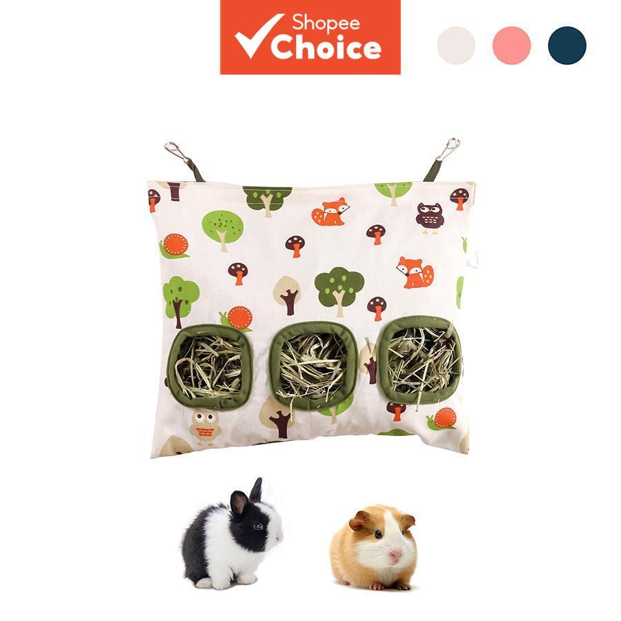 Saco Alimentador De Feno De Coelho Duplo Furo Triplo Grande Capacidade Para Cobaias Coelhos Chinchilas