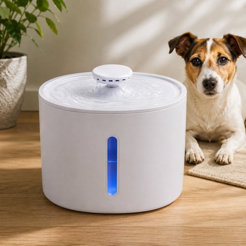 Bebedouro Automático Fonte de Água Cachorro Gato Capacidade 3 Litros Bico Com Fio Elevado Livre Branco