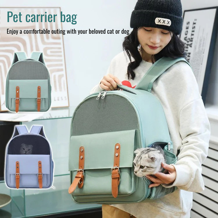 Mochila portátil para cães com grande capacidade para uso externo, ideal para gatos e outros animais de estimação.