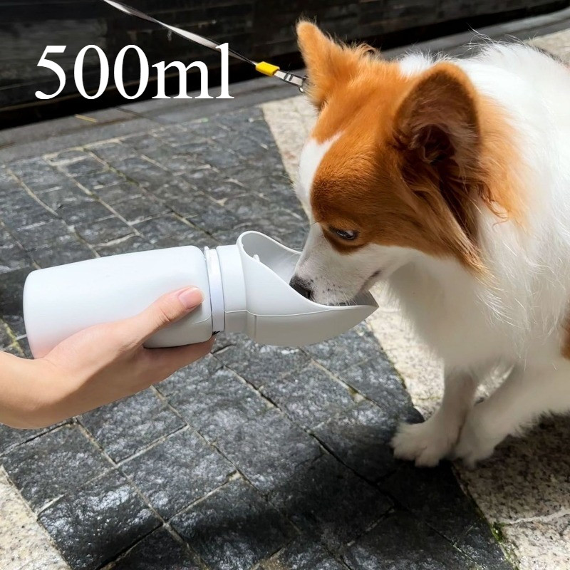 Garrafa de água portátil para cães de grande capacidade de 500ml, Material seguro de Silicone, fonte potável dobrável ao