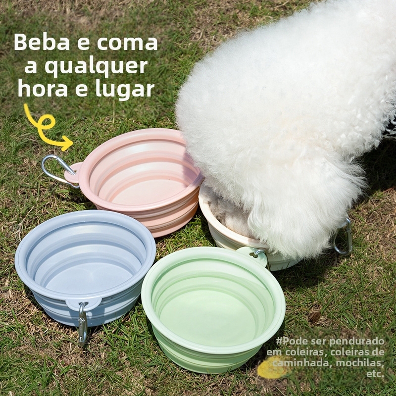 Copo para Pets Dobrável com Grande Capacidade, Ideal para Viagens e Passeios com Animais