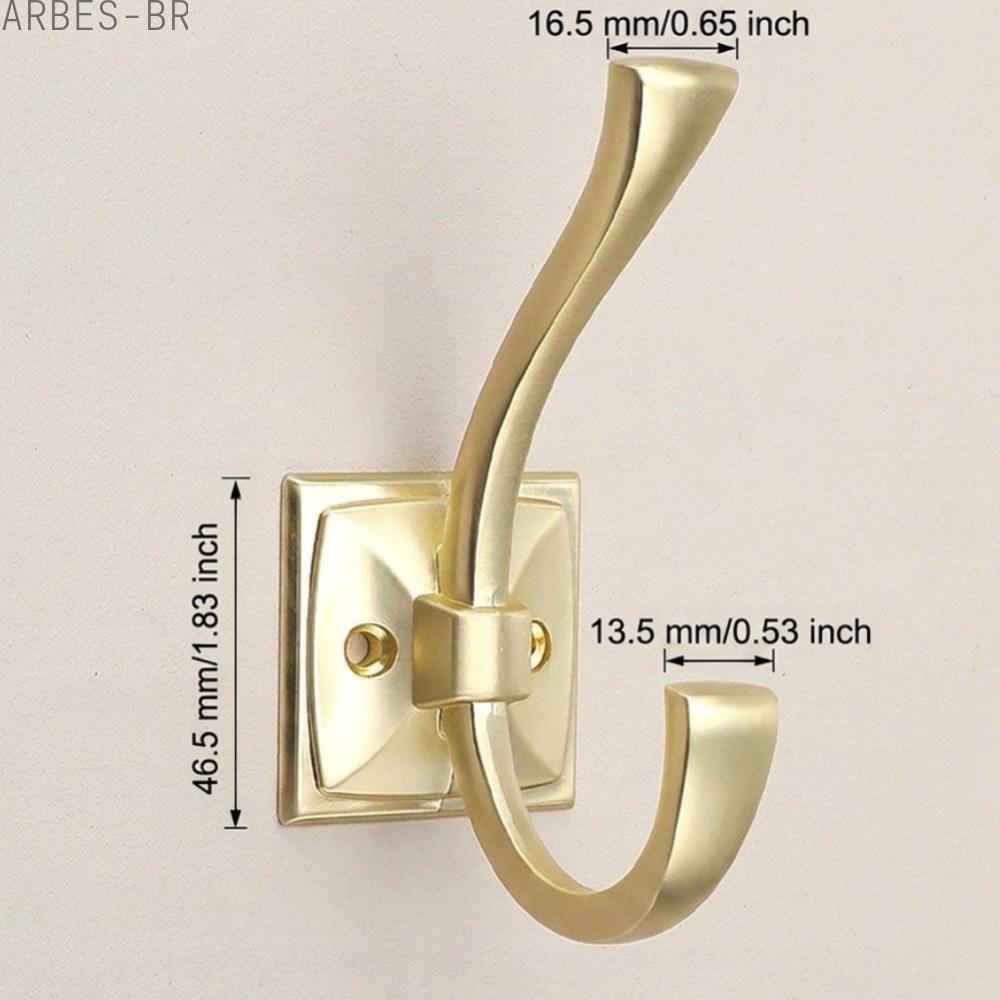 [Clearance]Brushed Satin Gold Dual Prong Hooks Zinc Alloy for Entryway Mudroom Organization[ARBES]