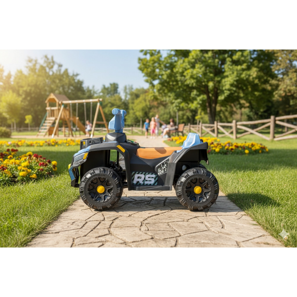 Quadriciclo Elétrico Infantil 6V Azul Menino Menina Mini ATV Seguro Robusto Farol LED Brinquedo