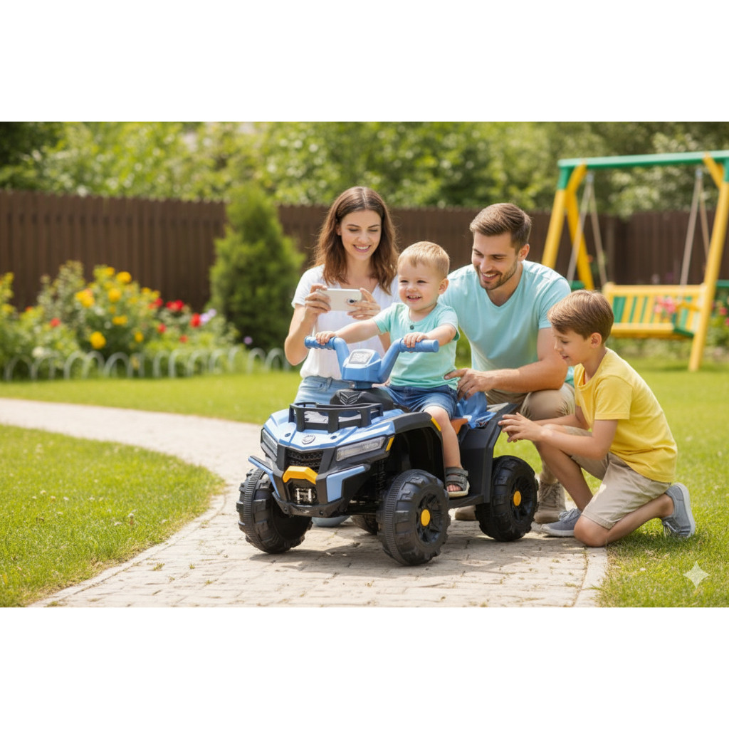 Mini Quadriciclo Elétrico Infantil Criança Menino Menina Seguro Robusto 6V Azul Farol LED Diversão