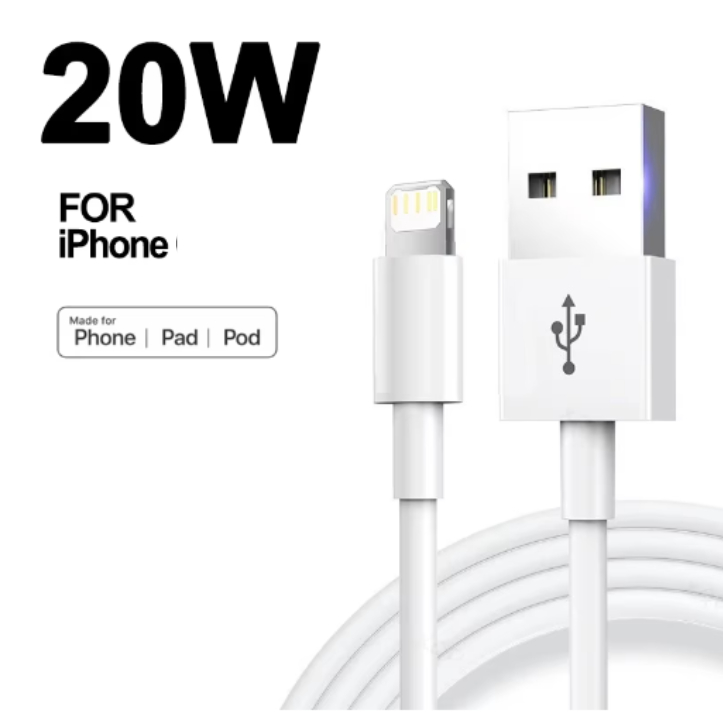 Cabo USB 2.0 para iOS Lightning, 1 metro 20w