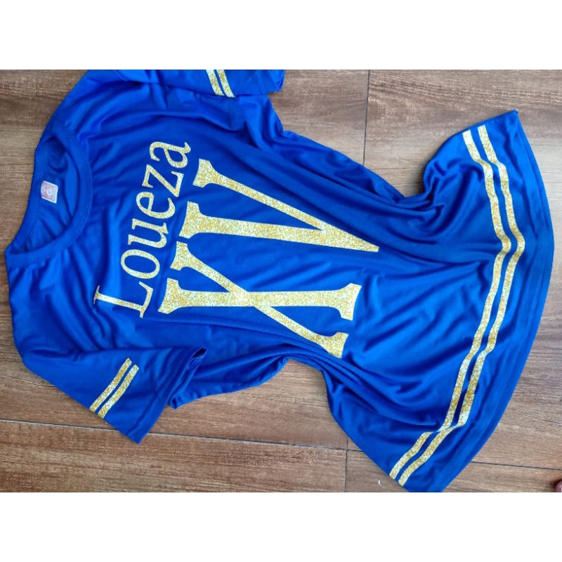 3 Camisas para pista de dança 15 anos Azul Royal letra dourada
