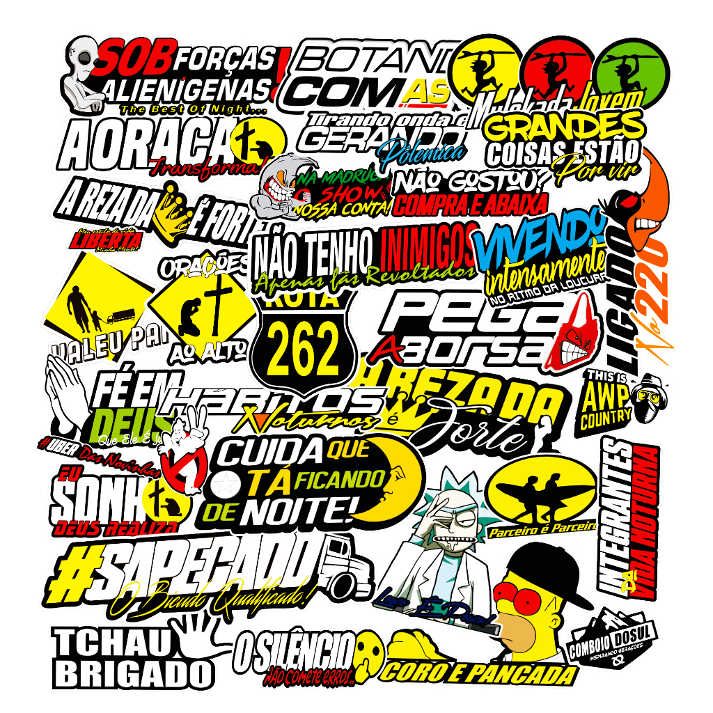 Kit 6 Cartelas De Adesivos Carro Moto Caminhão Bike Retro Vintage 03