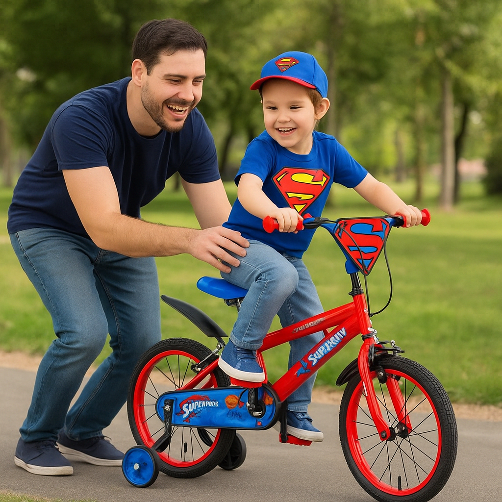 Bicicleta Infantil Superman Aro 16 Tema Super Heroi Infantil Resistente Colorida