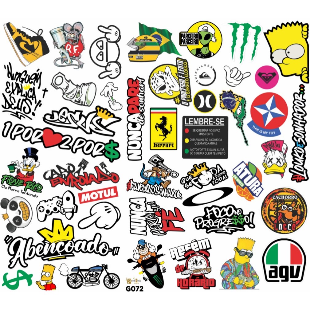 Super Cartela de Adesivos:  Carro - Moto - Caminhão - Bicicleta - Caderno - Alta Resolução