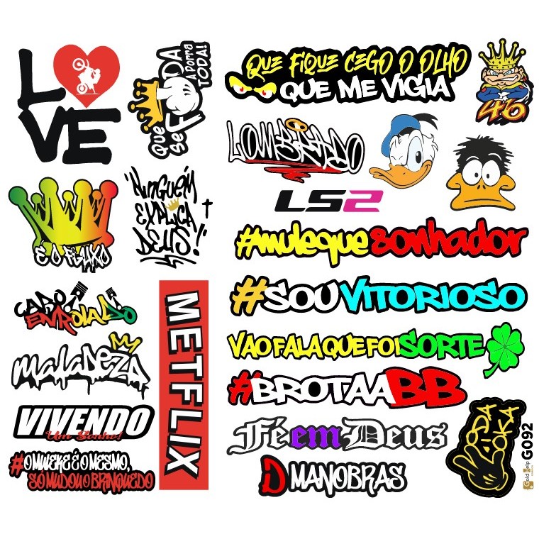 1 Super Cartela de Adesivos: Carro - Moto - Bicicleta - Caderno - Caminhão - Modelo G092