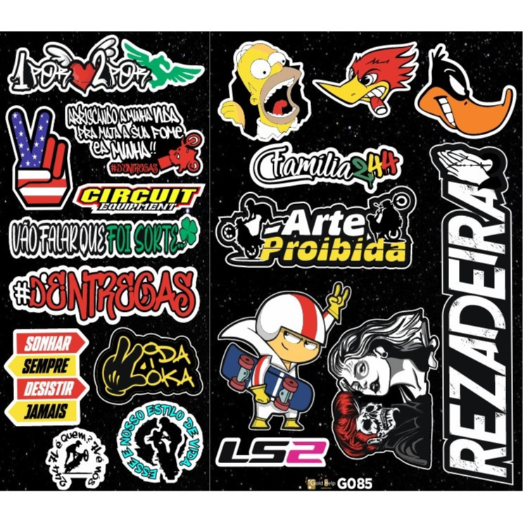 1 Super Cartela de Adesivos: Bicicleta - Moto - Caminhão - Carro - Caderno - Modelo G085