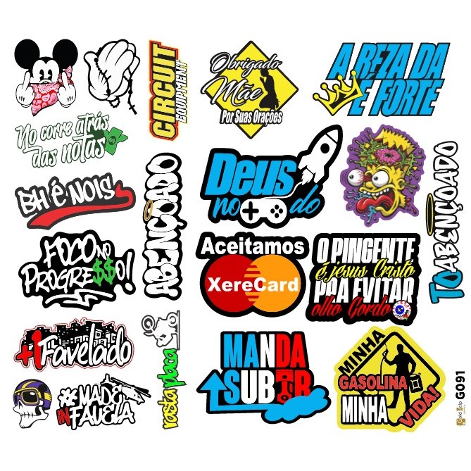 1 Super Cartela de Adesivos: Bicicleta - Caderno - Moto - Caminhão - Carro - Modelo G091