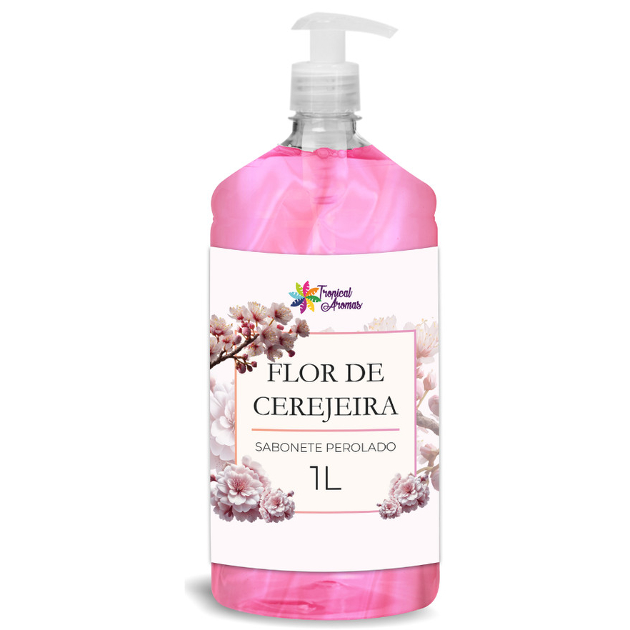 Sabonete Perolado Perfumado Cremoso Flor de Cerejeira Pele Macia 1L Tropical Aromas
