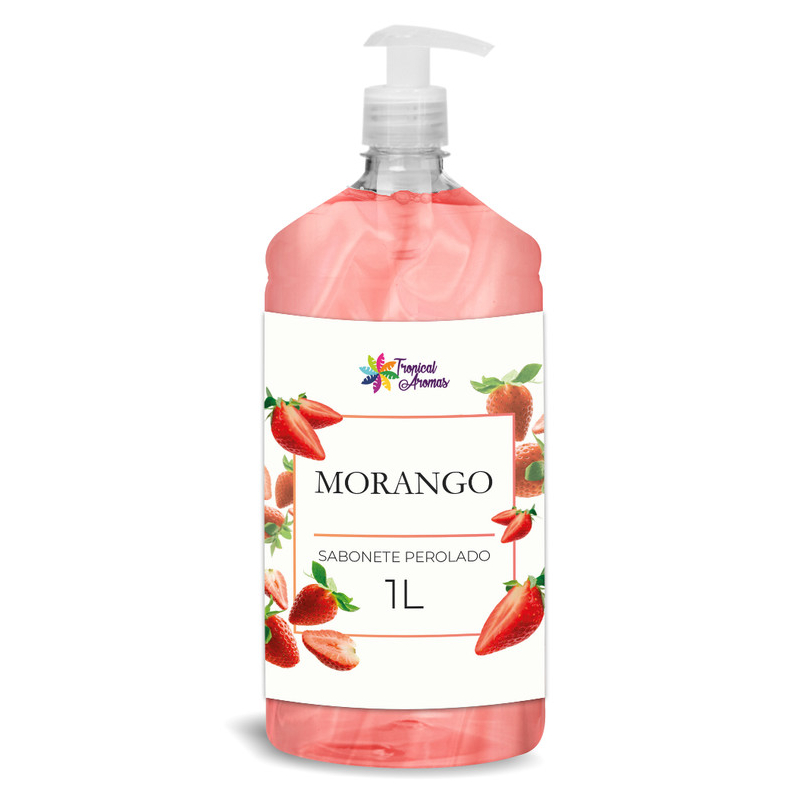 Sabonete Perolado Perfumado Cremoso Morango Pele Macia 1L Tropical Aromas