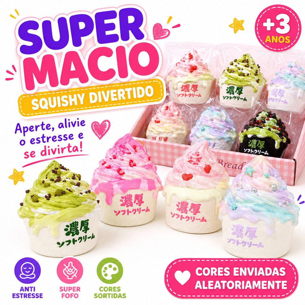 【Textura Ultra Macia】Squishy/Sorvete Cremoso/Anti Estresse Brinquedo Sensorial De Silicone Alimentício Para Relaxamento