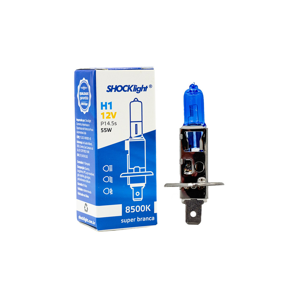 Lâmpada Halógena Super Branca 8500k H1 55w Shocklight