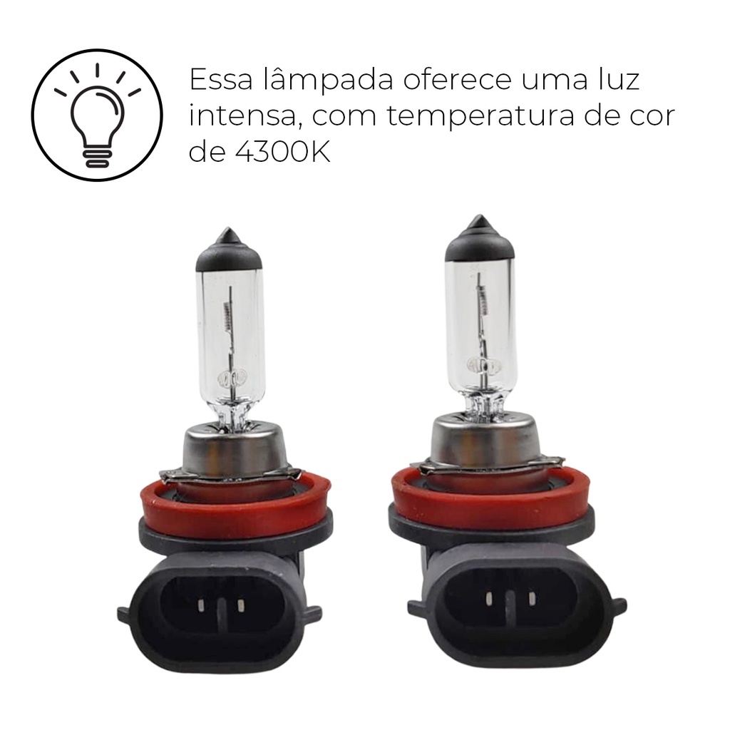 Par De Lâmpadas Linha Code Halógenas  Com Encaixe H16 19W 12V 4300K Iluminação Clara E Nítida